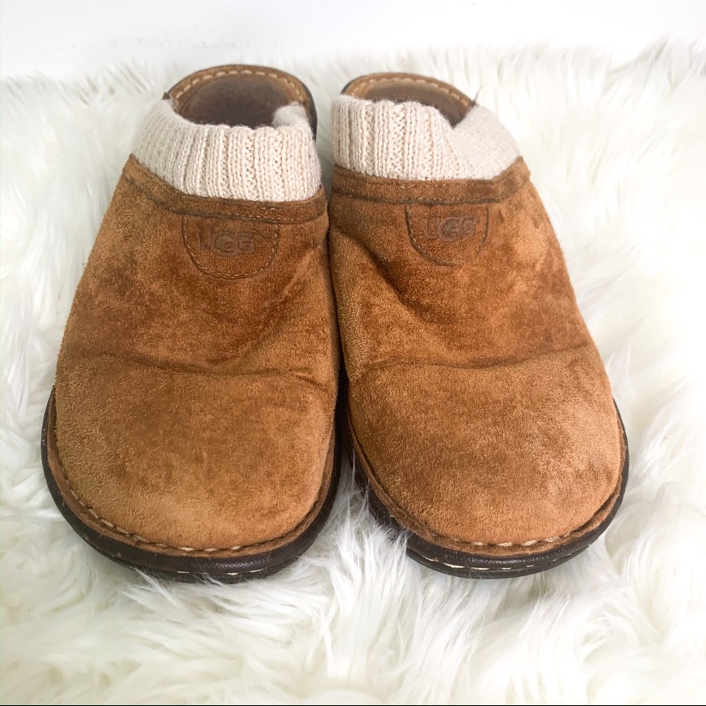 Ugg Gael Brown Leather Slip On Clogs 1934